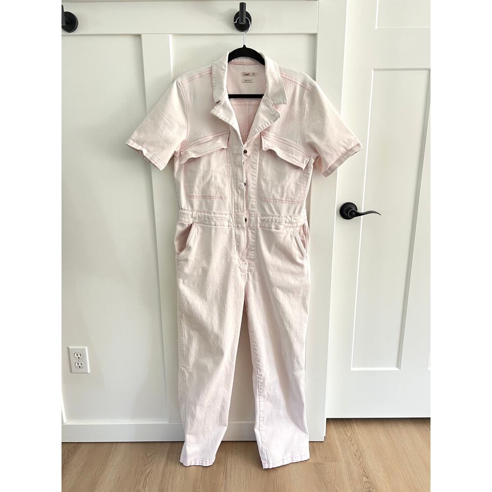 Faherty Blythe Cotton Pink Jumpsuit Coveralls Women's Size Medium - Picture 3 of 10